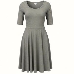 NWT LuLaRoe Dress Women's Large Nicole Green Heathered Fit Flare Elbow Sleeve